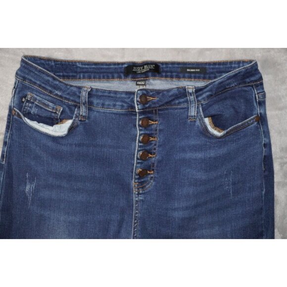 Judy Blue Women's 15/32 High Rise Tummy Control Top Skinny Jeans Dark Wash Jeans - Picture 7 of 15